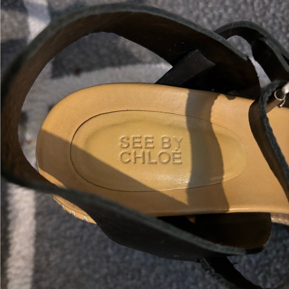 See By Chloe Black and Tan Leather Wedges - Picture 3 of 11